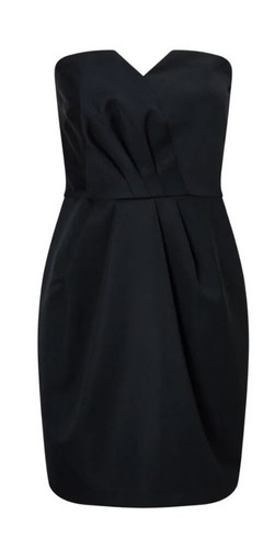 Miss Selfridge - schwarzes Satin Bandeau Bodycon Kleid - Größe 10 - Bild 3 von 3