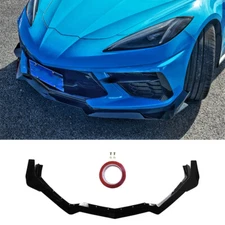 Gloss Black For 2020-25 Corvette C8 Z51 STG 3 Winglet Front Bumper Lip Splitter