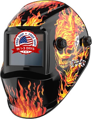 Casco de soldadura con oscurecimiento automático negro brillante peso ligero NEW