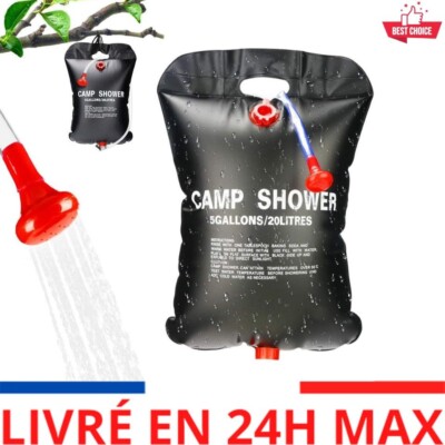 Sac De Bain Extérieur 20L Sac De Douche Solaire Randonnée Camping Sac De Chauffage Portable Sac De Stockage D'Eau Tuyau Pommeau De Douche Interruptable, Vert