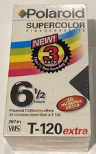 POLAROID SUPERCOLOR T-120 - Extra VHS Videocassette 3 Pack Blank Tapes NEW