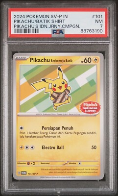 PSA 7 Pikachu Berkemeja Batik Promo 101/SV-P Journey Pokemon