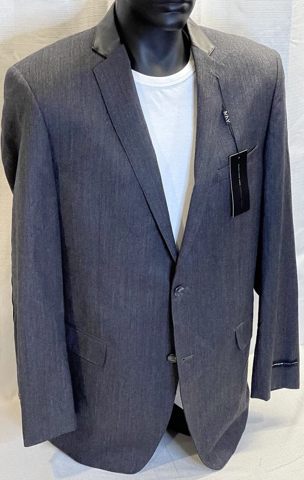 ANDREW MARC MENS 42L Gray Wool Blazer Sport Coat Jacket Black Elbow Patches NEW - Image 3 of 4