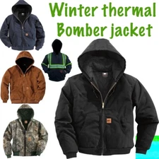 Men Winter Thermal Quilted Bomber Jacket Hard Work Sandstone