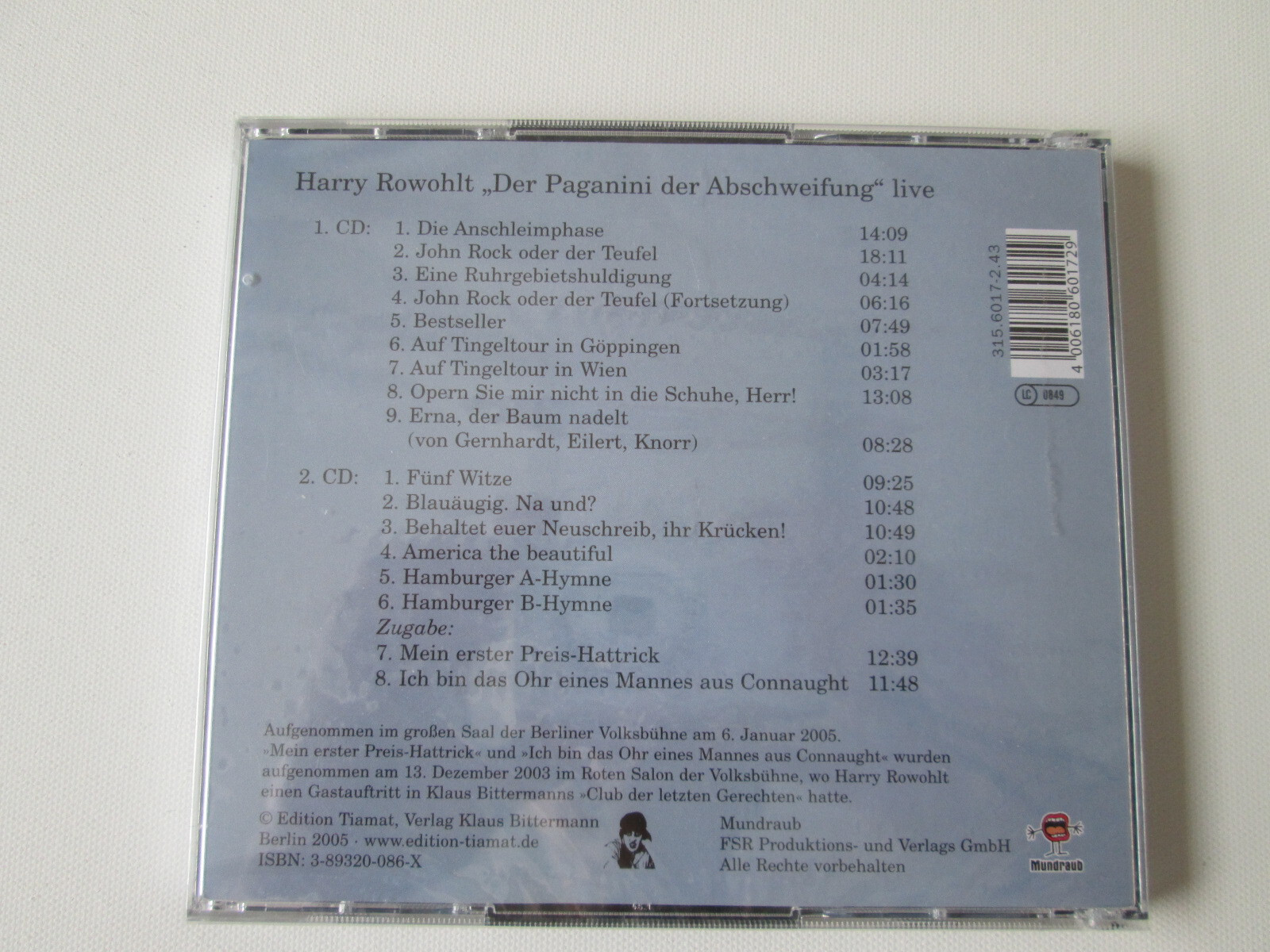 Thumbnail - Harry Rowohlt, Der Paganini Der Abschweifung, 2 Cds, Neu, Live, Berlin