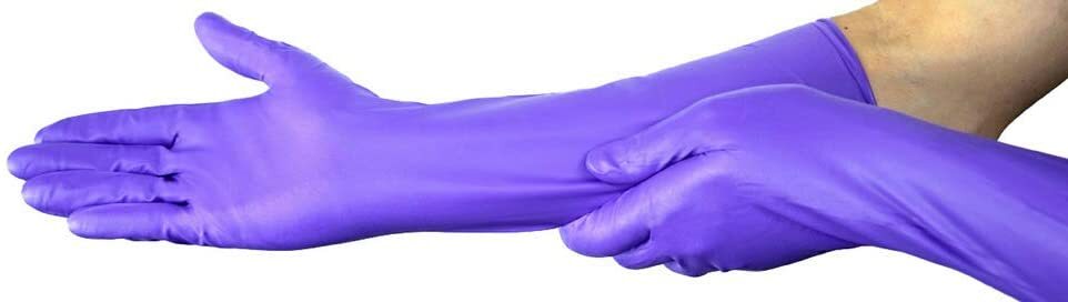 Produktbild von 400x Halyard Max PF Nitril-Handschuhe – Untersucht, 16,5 Zoll Manschette, Größe L, Puderfrei