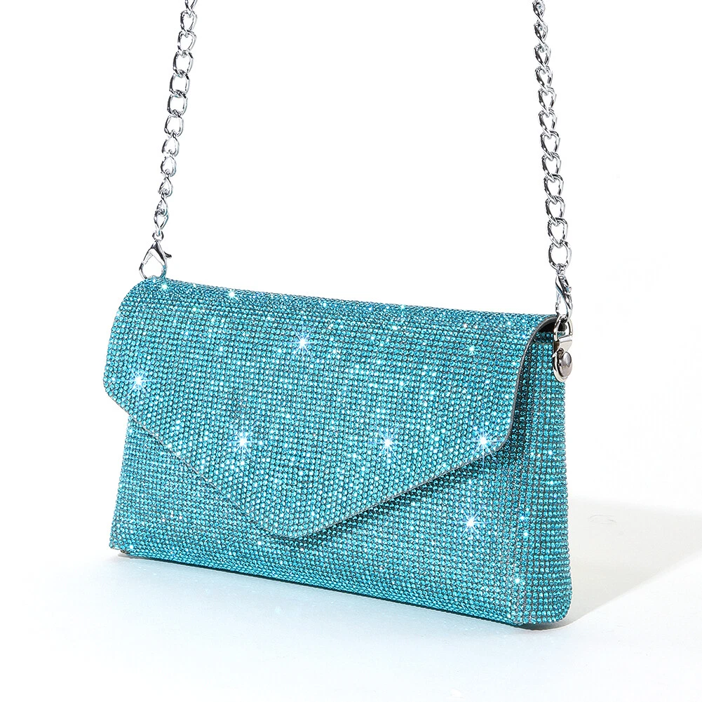 Blue sparkly clutch bag cheap