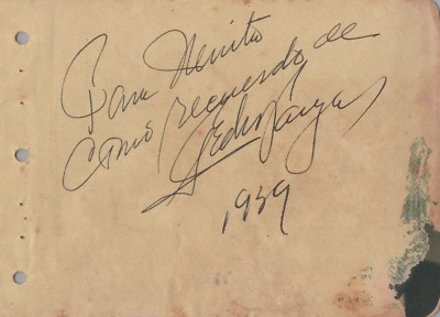 PEDRO VARGAS MEXICAN SINGER ACTOR - Autograph Sheet SIGNED 1959 ORIG J 33