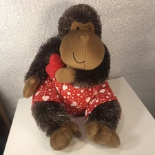 Hallmark Brown Gorilla Ape Plush Boom Red Shorts Hearts Music Light Monkey 11"