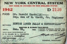 1942 New York Central System Railroad Pass - Engineer