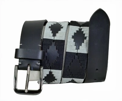 EQUIPRIDE COUNTRYPRIDE ARGENTINISCHE POLO-GÜRTEL TOP-QUALITÄT LEDER GRAU/SCHWARZ GRÖSSE 26-46"