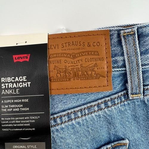 Levi's Premium Women Ribcage Straight Ankle Button Fly Jeans 25x31 Blue NWT - Picture 10 of 13