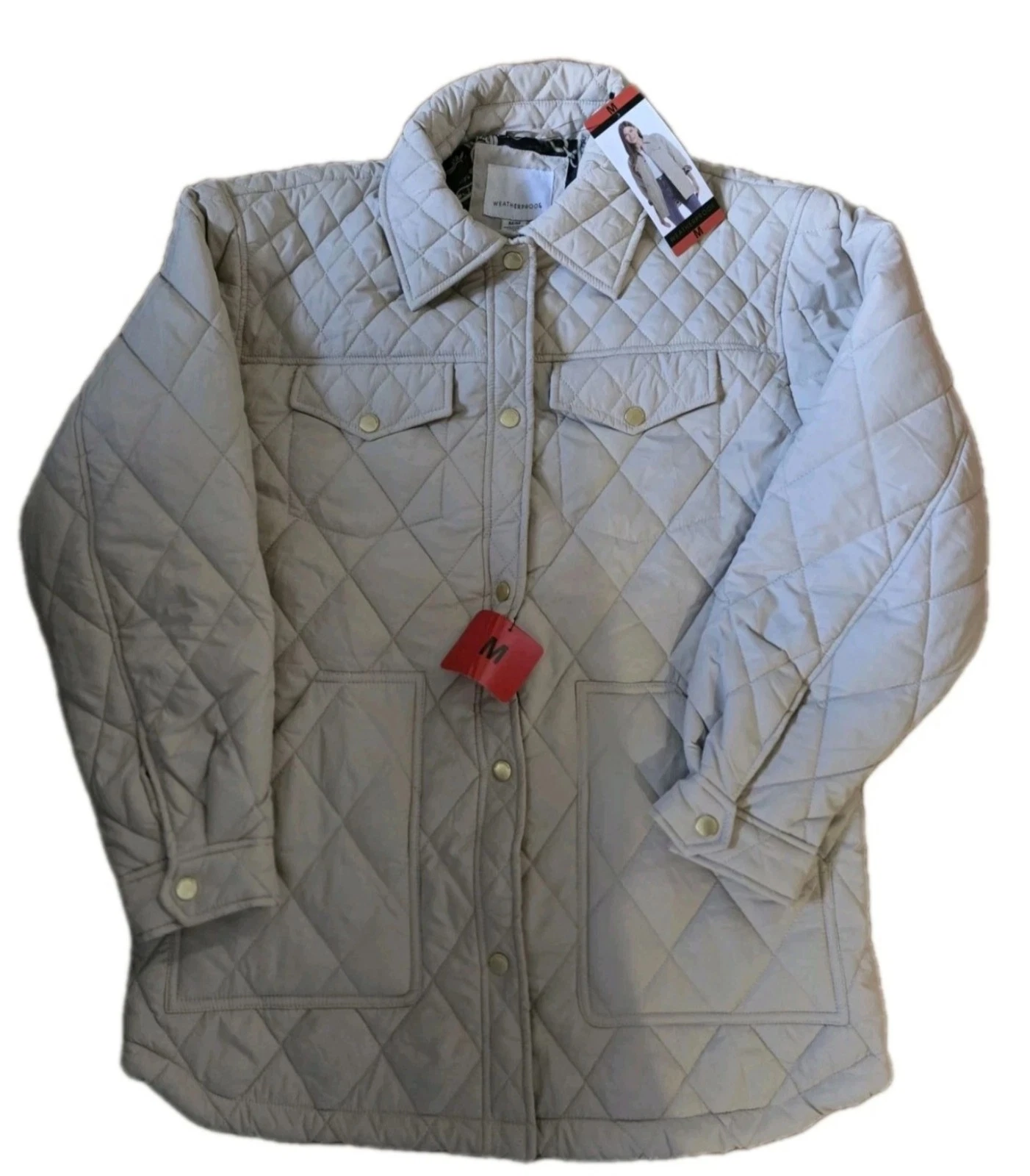 Weatherproof Diamond💎Quilted Jacket/Shacket Women's in Stone UK Size M 12-14