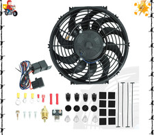 12" Universal Electric Radiator Cooling Fans  Thermostat Relay  Mount Kit