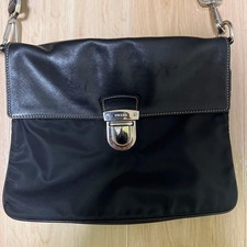PRADA Shoulder Bag Black Nylon Leather Women's Pre-owned From Japan