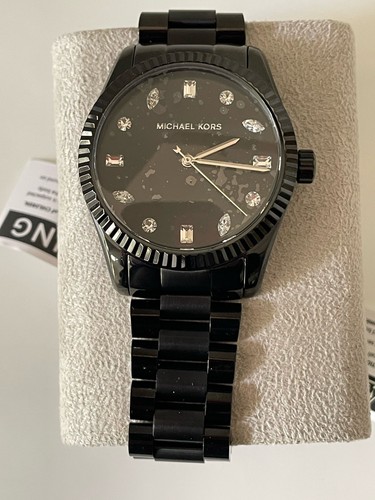 $250 Michael Kors MK7442 Women Lexington Black Stainles Crystal Accent Watch 38M - Picture 2 of 5
