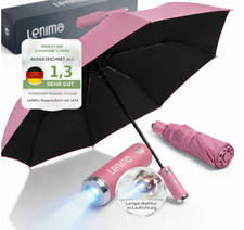 Regenschirm Auf-Zu Automatik + Licht im Griff, sicher bei Wind, handlich klein