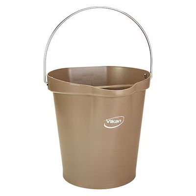 Vikan 568666 3 1/4 Gal Round Bucket, 12 4/5 In Dia, Brown,