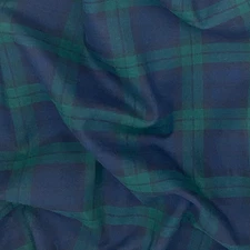Navy & Green Black Watch Tartan Flannel: 58-inch Cotton Plaid Check