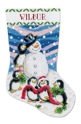 Crafts Kreuzstich Stickpackung Weihnachtsstrumpf Dressing Frosty, Zählmuster