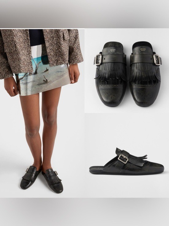 Prada Shuffle fringed leather mules $1,290 36.5 | eBay