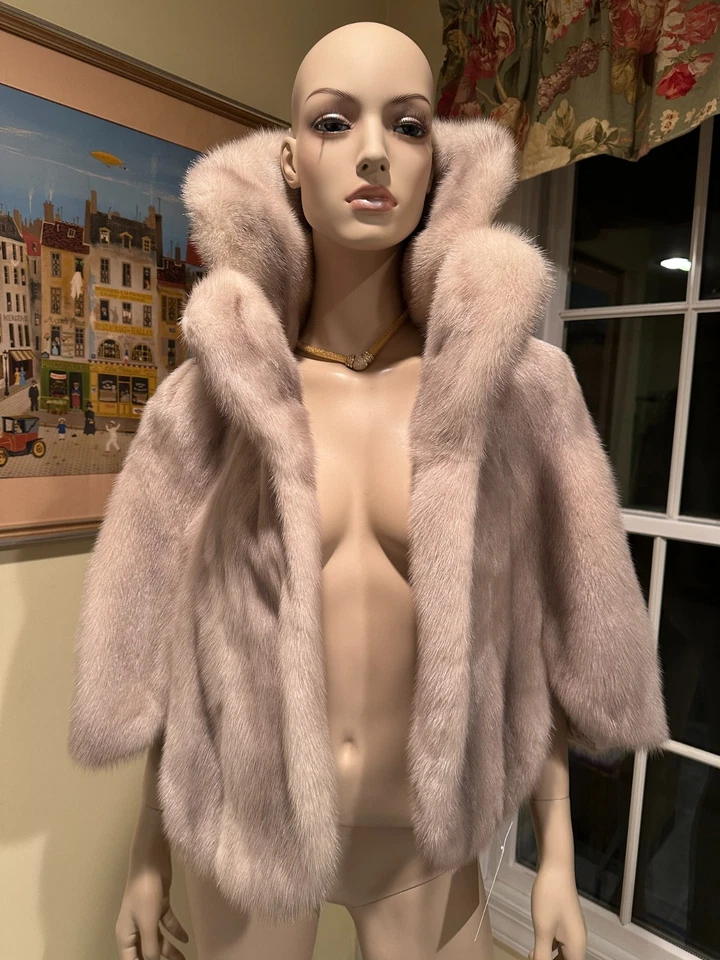 Turmalina Zafiro Visón PIEL ESTOLA NOCHE ENVOLTURA HOMBRO Chal ENCOGERSE DE HOMBROS Capa Novia Foto 2 de 4