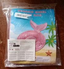 Kids Girl Mermaid Wheel Swimming Float Inflatable Ring Safty with Seat