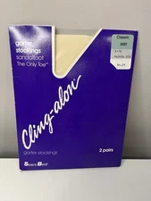 New Vintage Sears Best Cling-Alon Thi-Top Stockings  2 Pairs Classic Ivory