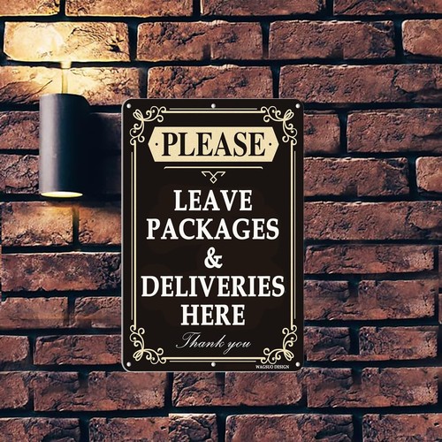 12x8 Inch Please Leave Packages Here Metal Sign for Front Door Indoor Outdoor - Picture 4 of 8