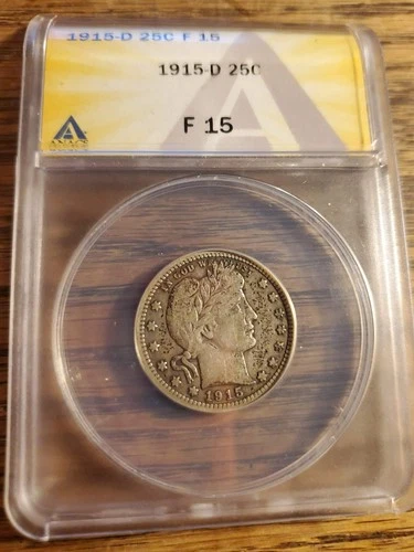 1915 D Barber Quarter F-15 Condition !