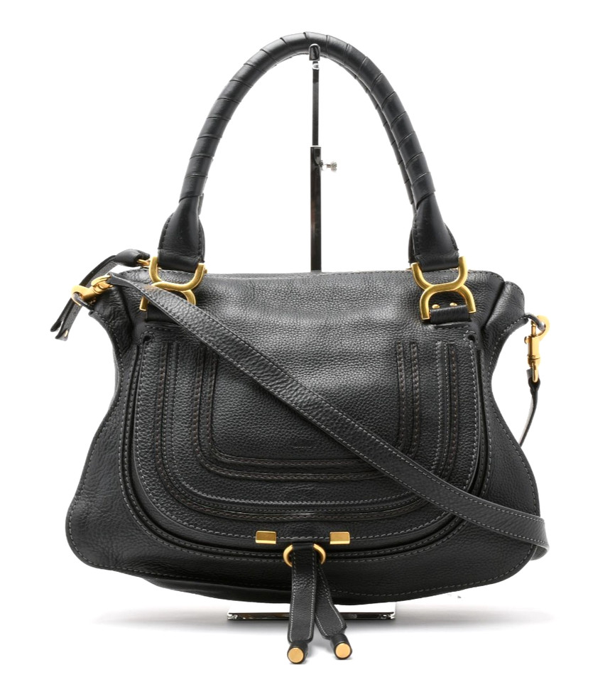 Chloe [Rank AA] Marcie Medium 2way Crossbody Shoulder Hand Bag Black Authentic