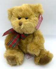 NWT Russ Berrie  Nutmeg  the Christmas Teddy Bear w/ Plaid Bow 10  Plush Toy