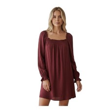 Reformation Womens Mini Dress S Maroon Long Sleeve Smocked Everyday Holiday