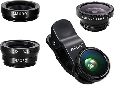 Phone Lens,by Ailun,3 in 1 Clip on 180 Degree Fish Eye Lens+0.65X Wide...