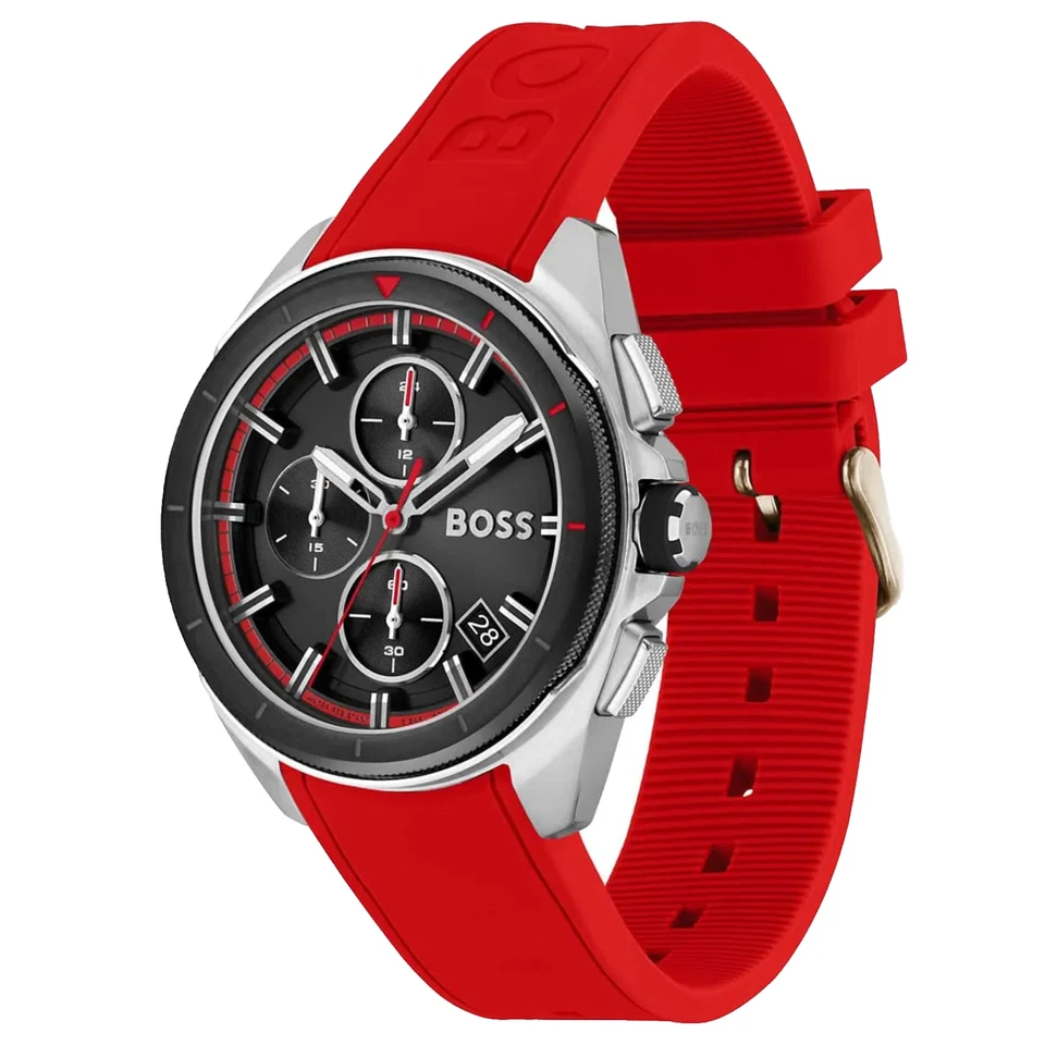Hugo Boss Watch for Men Volane 1513959 Red Rubber & black dial Boss Box + Bag - image 2 of 4