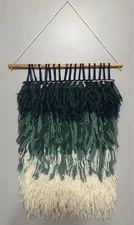 2 nuLOOM Shag String Yarn Turquoise Ombré Tapestry Wall Hanging Boho Electric