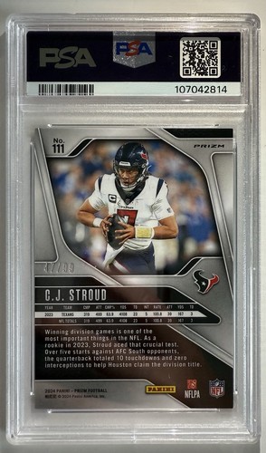 2024 Prizm C.J. Stroud Blue Ice #111 Mint PSA 9 - Picture 2 of 2