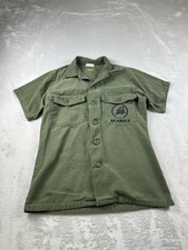 Vintage US Navy Seabees Shirt Mens 14.5x33 Green Utility OG 107 Military 50s 60s
