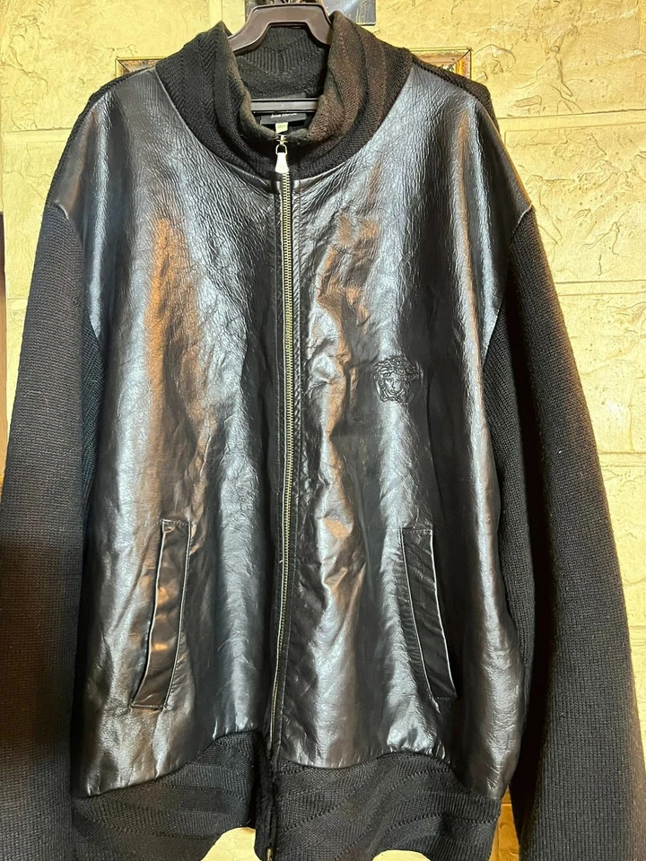 VERSACE JEANS COUTURE VINTAGE MADE IN ITALY LEATHER-WOOL JKT - Image 2 of 4
