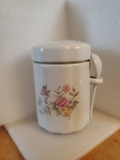 Vtg. FTDA 1988 Canister Coffee Tea Sugar Jar Container Ceramic With Spoon