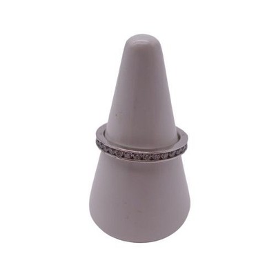 SW Sterling Silver 925 CZ Round Cut Shape Ring Silver Tone Delicate Understated