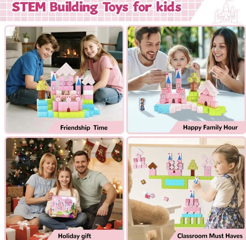 64 Pcs Magnetic Blocks-Princess Castle Collection World,Ages 3-8. NEW. - Image 4 of 4