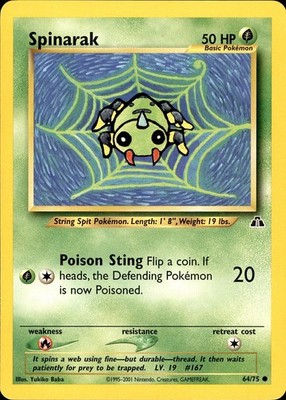 POKEMON SPINARAK 64 NEO DISCOVERY 75 COMMON UNLIMITED MP