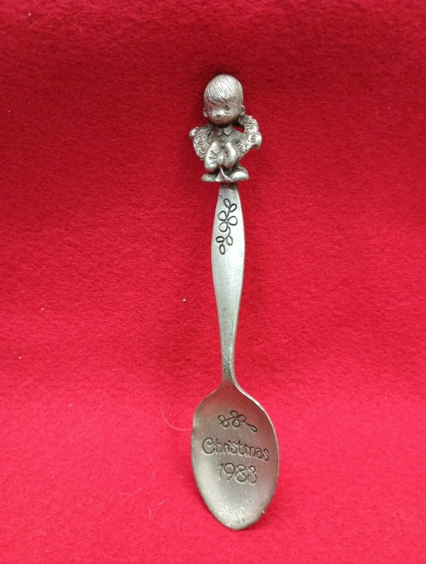 4 Inch 1993 Precious Moments ENESCO Jonathan & David Baby Spoon, Pewter.