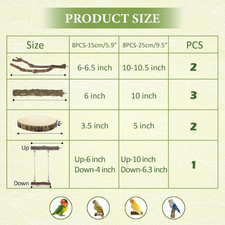 8pcs Natural Bird Perches for Cage, 5.9  Small Wood Bird Perch for Parakeet/C...