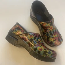 Dansko Professional Peace & Love Clogs Shoes Hippie Flowers Size 38