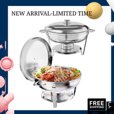 NEW 5QT Chafing Dish Buffet Set 2 Pack Stainless Steel Food Warmers Round