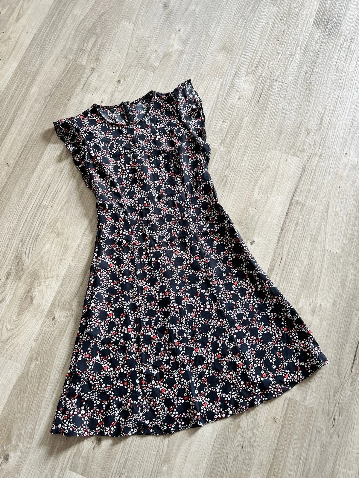 Abito Michael Kors nero Ditsy floreale 100% seta S senza etichette