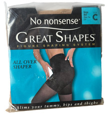 No Nonsense Great Shapes Nylon Pantyhose C Beige Mist Sheer Toe Shaper USA Made