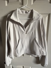 lululemon athletica White Ribbed 1/4 Zip Women's Hoodie High Neck Pockets